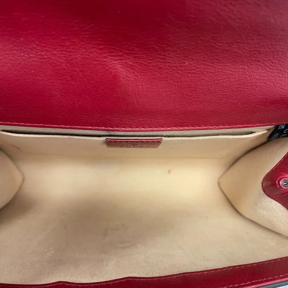 Gucci Rajah Web Chain Shoulder Bag in Red Leather - Small - Preowned - Picture 4 of 15